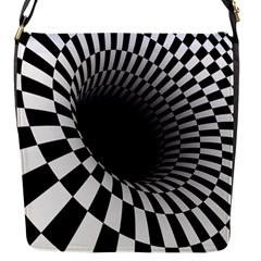 3d Optical Illusion, Dark Hole, Funny Effect Flap Closure Messenger Bag (s) by Casemiro