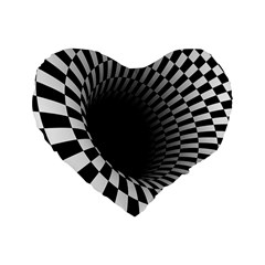 3d Optical Illusion, Dark Hole, Funny Effect Standard 16  Premium Flano Heart Shape Cushions