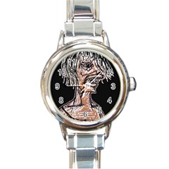 Sketchy Style Drawing Zombie Woman Round Italian Charm Watch by dflcprintsclothing