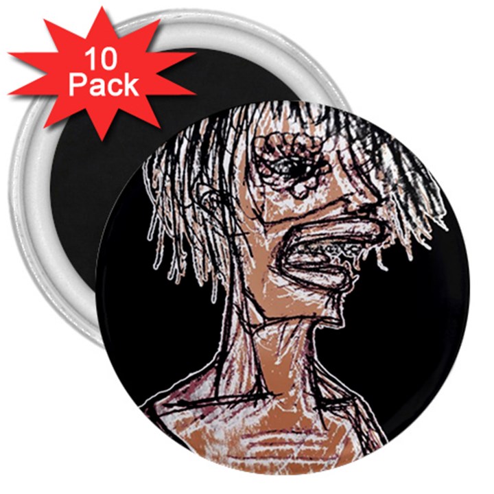 Sketchy Style Drawing Zombie Woman 3  Magnets (10 pack) 