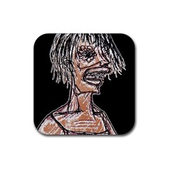 Sketchy Style Drawing Zombie Woman Rubber Coaster (square) by dflcprintsclothing