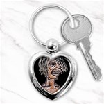 Sketchy Style Drawing Zombie Woman Key Chain (Heart) Front