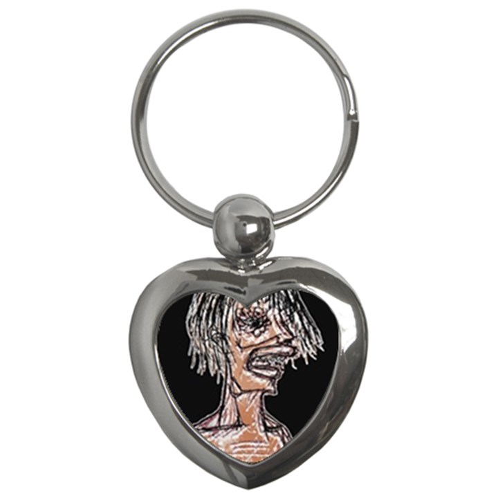 Sketchy Style Drawing Zombie Woman Key Chain (Heart)