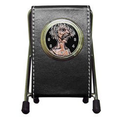 Sketchy Style Drawing Zombie Woman Pen Holder Desk Clock by dflcprintsclothing