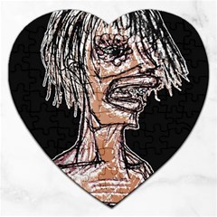 Sketchy Style Drawing Zombie Woman Jigsaw Puzzle (heart) by dflcprintsclothing