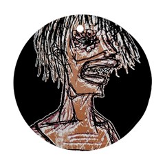 Sketchy Style Drawing Zombie Woman Round Ornament (two Sides) by dflcprintsclothing