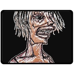 Sketchy Style Drawing Zombie Woman Fleece Blanket (large)  by dflcprintsclothing