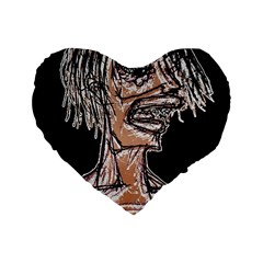 Sketchy Style Drawing Zombie Woman Standard 16  Premium Heart Shape Cushions by dflcprintsclothing