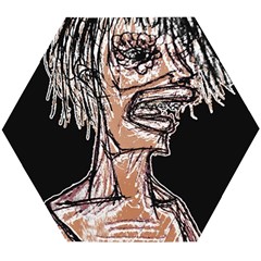 Sketchy Style Drawing Zombie Woman Wooden Puzzle Hexagon