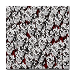 Demonic Skulls Pattern, Spooky Horror, Halloween Theme Tile Coaster by Casemiro