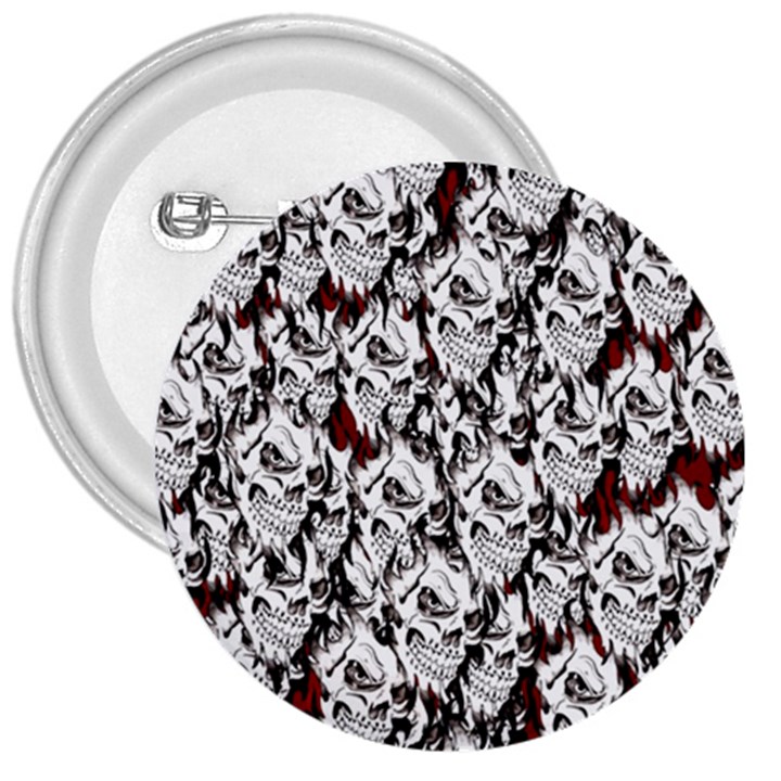 Demonic Skulls pattern, spooky horror, Halloween theme 3  Buttons