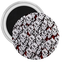 Demonic Skulls Pattern, Spooky Horror, Halloween Theme 3  Magnets by Casemiro