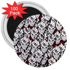 Demonic Skulls Pattern, Spooky Horror, Halloween Theme 3  Magnets (100 Pack) by Casemiro