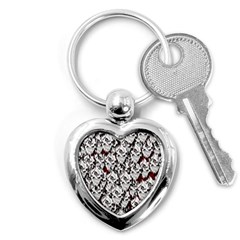 Demonic Skulls Pattern, Spooky Horror, Halloween Theme Key Chain (heart) by Casemiro