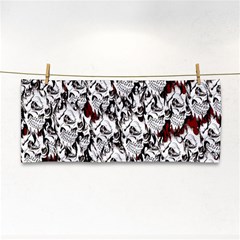 Demonic Skulls Pattern, Spooky Horror, Halloween Theme Hand Towel by Casemiro