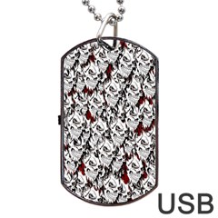 Demonic Skulls Pattern, Spooky Horror, Halloween Theme Dog Tag Usb Flash (two Sides) by Casemiro