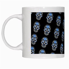 Skulls, Demonic Skull Pattern, Frida Kahlo Stylised White Mugs by Casemiro