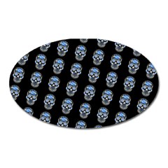 Skulls, Demonic Skull Pattern, Frida Kahlo Stylised Oval Magnet by Casemiro