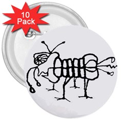 Fantasy Weird Insect Drawing 3  Buttons (10 Pack) 