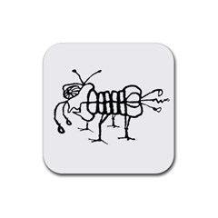 Fantasy Weird Insect Drawing Rubber Coaster (square) by dflcprintsclothing