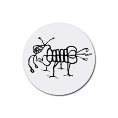 Fantasy Weird Insect Drawing Rubber Coaster (round) by dflcprintsclothing