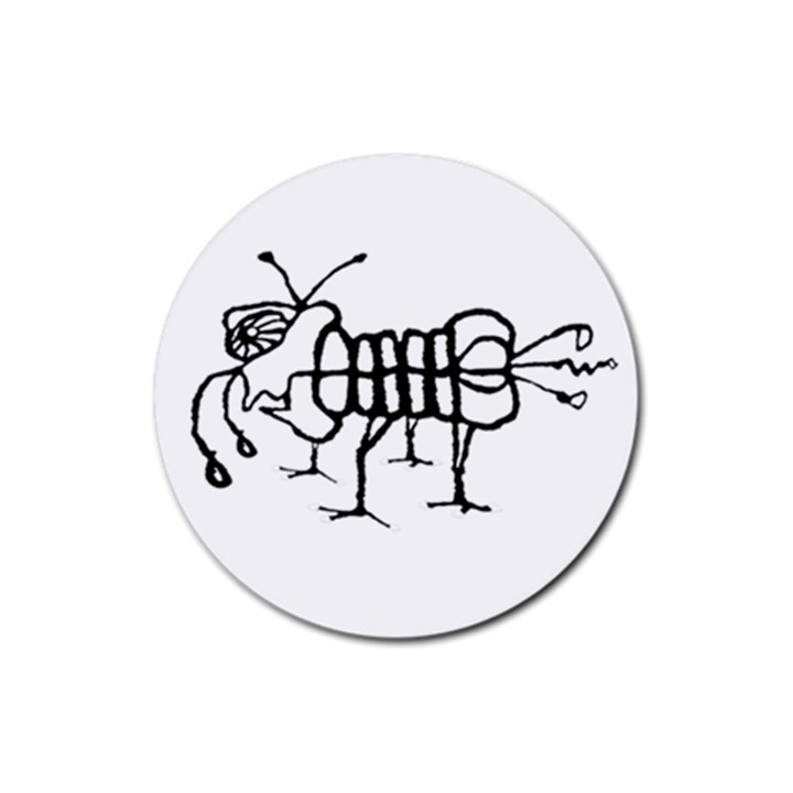 Fantasy Weird Insect Drawing Rubber Coaster (Round)