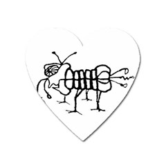 Fantasy Weird Insect Drawing Heart Magnet