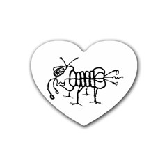 Fantasy Weird Insect Drawing Rubber Coaster (heart) by dflcprintsclothing