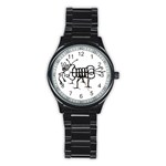 Fantasy Weird Insect Drawing Stainless Steel Round Watch Front