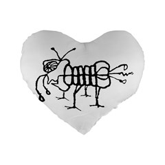 Fantasy Weird Insect Drawing Standard 16  Premium Flano Heart Shape Cushions by dflcprintsclothing