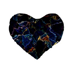 Oil Slick Standard 16  Premium Flano Heart Shape Cushions by MRNStudios