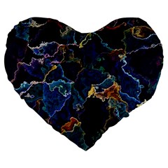 Oil Slick Large 19  Premium Flano Heart Shape Cushions by MRNStudios