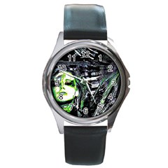 Dubstep Alien Round Metal Watch by MRNStudios