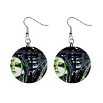 Dubstep Alien Mini Button Earrings Front