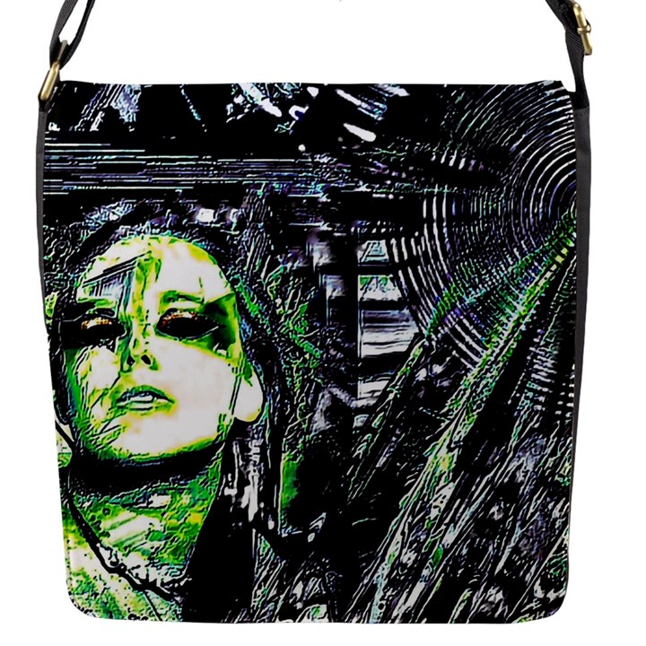 Dubstep Alien Flap Closure Messenger Bag (S)