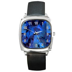 Peony In Blue Square Metal Watch by LavishWithLove