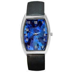 Peony In Blue Barrel Style Metal Watch by LavishWithLove