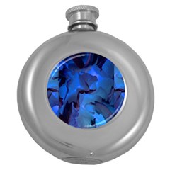 Peony In Blue Round Hip Flask (5 Oz) by LavishWithLove