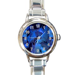 Peony In Blue Round Italian Charm Watch by LavishWithLove