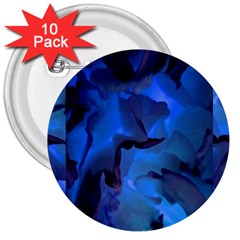 Peony In Blue 3  Buttons (10 Pack) 