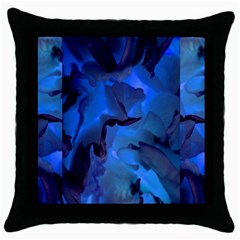 Peony In Blue Throw Pillow Case (black)