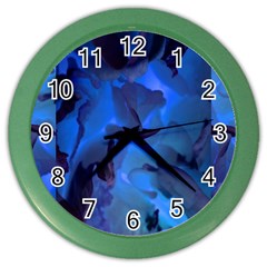 Peony In Blue Color Wall Clock