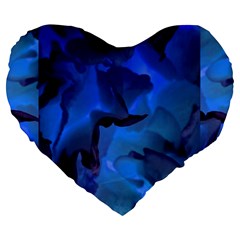 Peony In Blue Large 19  Premium Heart Shape Cushions by LavishWithLove