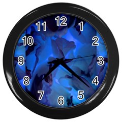 Peony In Blue Wall Clock (black)