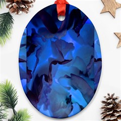 Peony In Blue Oval Ornament (two Sides)