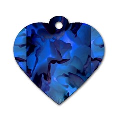 Peony In Blue Dog Tag Heart (one Side)