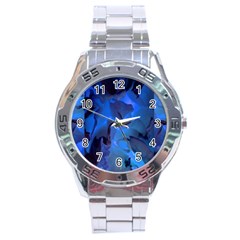 Peony In Blue Stainless Steel Analogue Watch