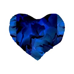 Peony In Blue Standard 16  Premium Heart Shape Cushions