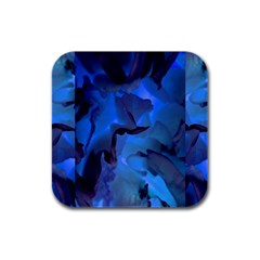 Peony In Blue Rubber Square Coaster (4 Pack) by LavishWithLove