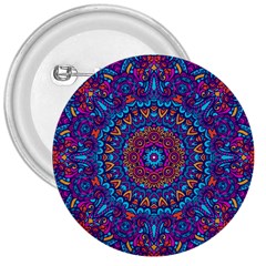 Vibrant Violet Mandala 3  Buttons by lujastyles